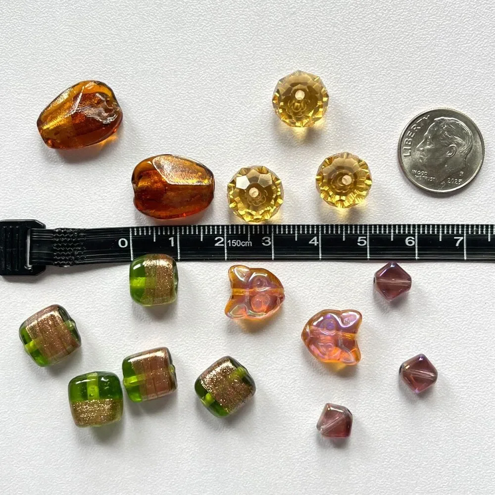 VTG - Now Mix Lot Beads Faceted Glass Lampwork Pressed Variety Jewelry Craft